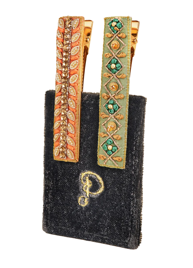 NARROW JEWELLED HAIR BAR (SET OF 2)