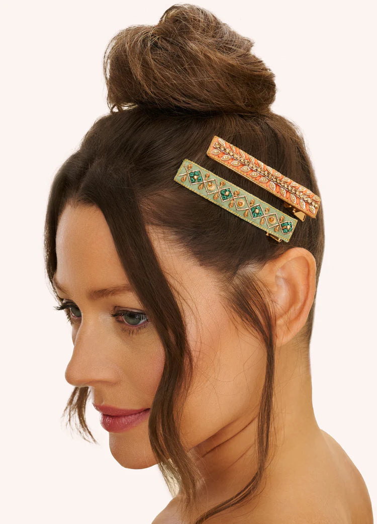 NARROW JEWELLED HAIR BAR (SET OF 2)