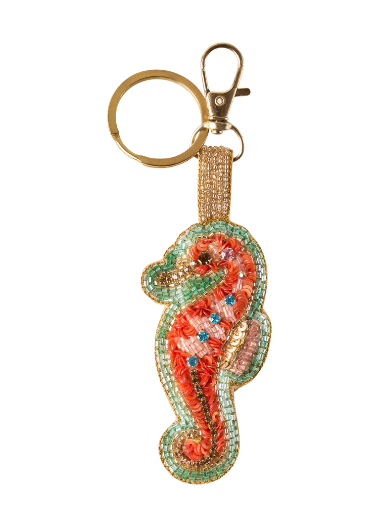 BEADED KEYRING - SPARKLING SEAHORSE