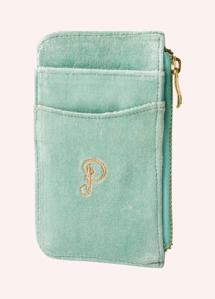 VELVET CARD HOLDER - SPARKLING SEAHORSE - AQUA