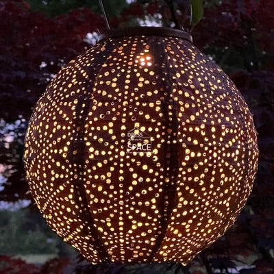 SASHIKO ROUND 20 - COPPER - SOLAR LANTERN