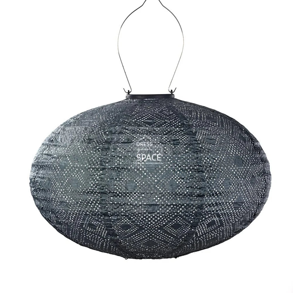 MOSAIC OVAL 40 - GREY BLUE - SOLAR LANTERN