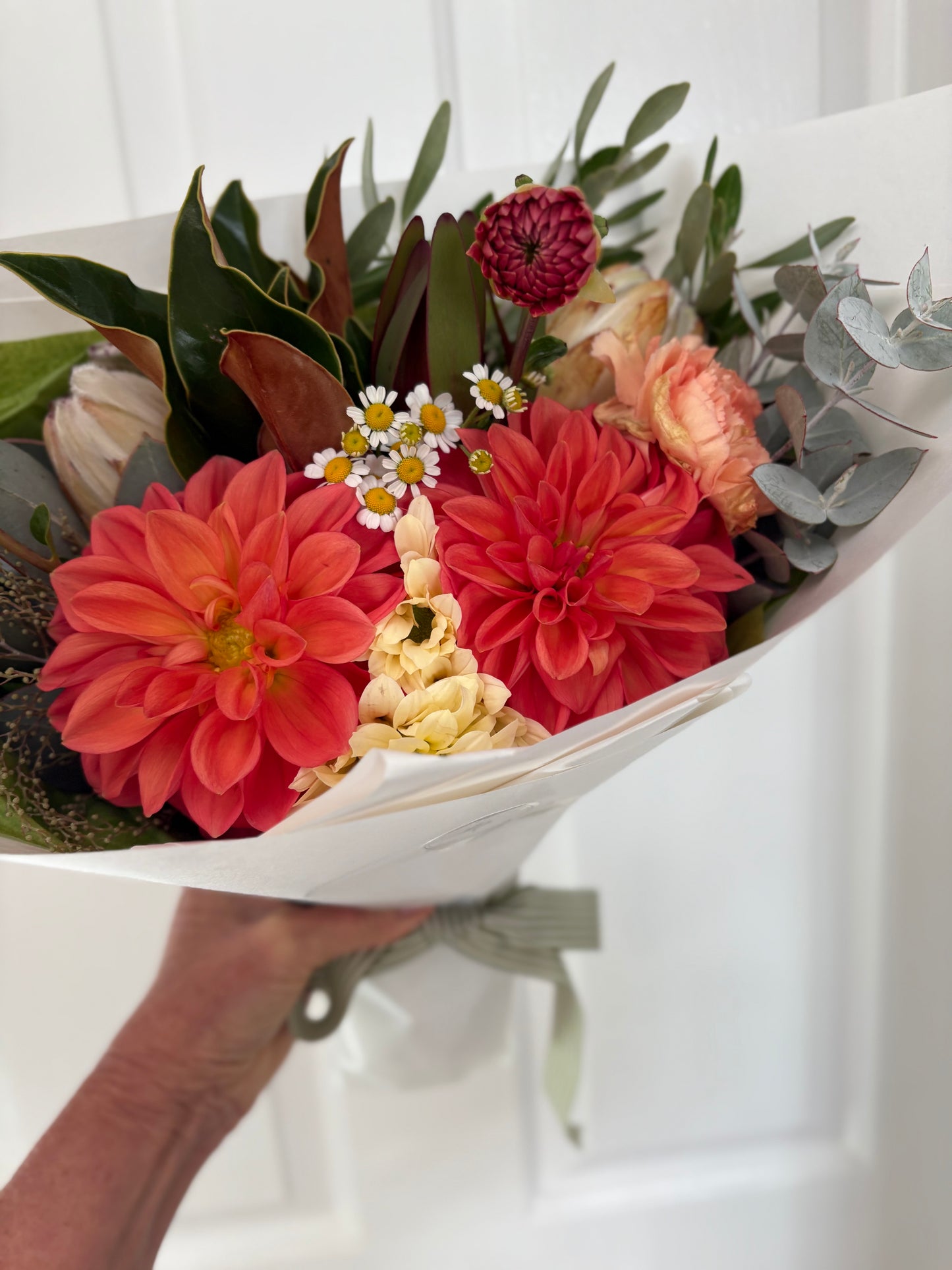 Mixed posy ; A mixed bouquet of locally grown flowers and foliage