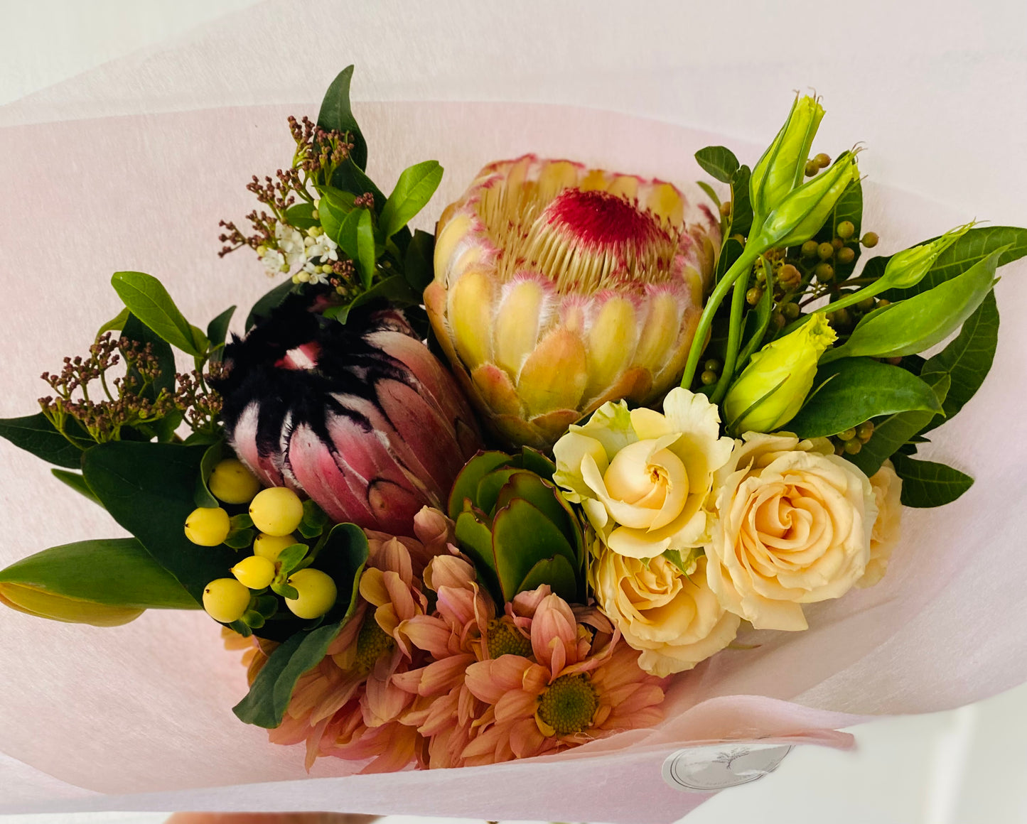 Mixed posy ; A mixed bouquet of locally grown flowers and foliage
