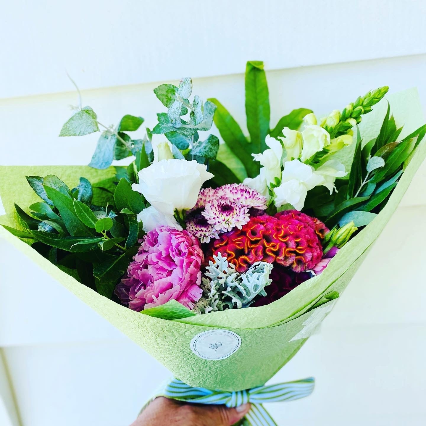 Mixed posy ; A mixed bouquet of locally grown flowers and foliage