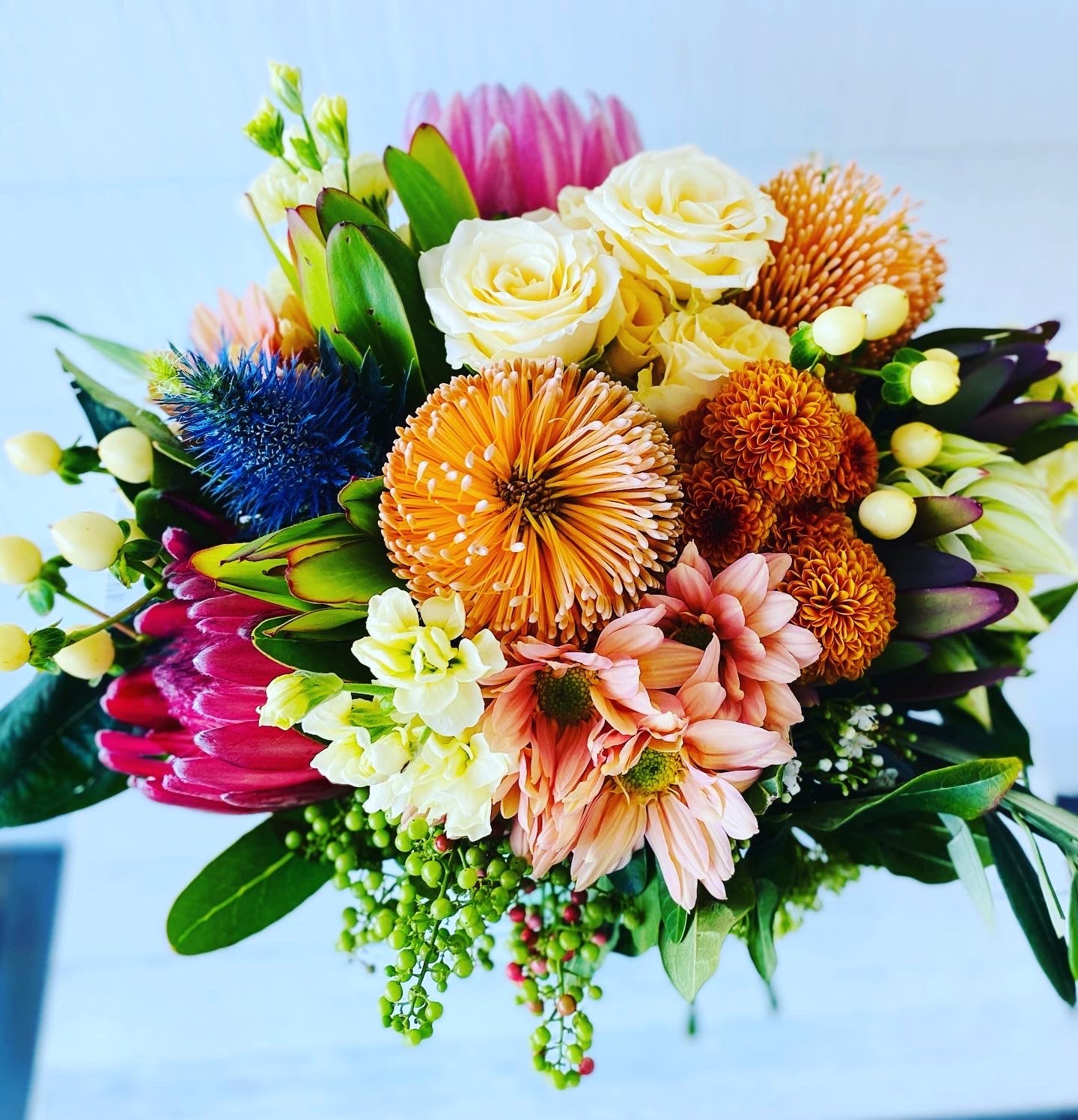 Large Mixed posy ; A mixed bouquet of locally grown flowers and foliage