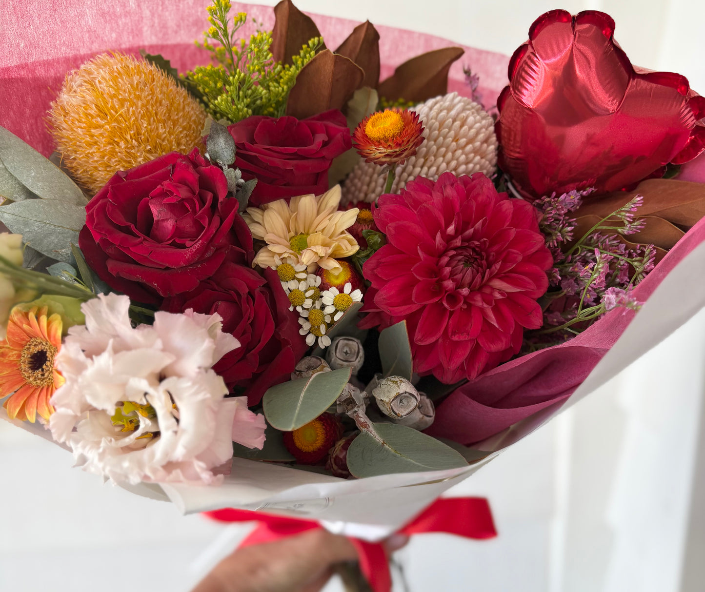 Valentine Special ; A large mixed bouquet of locally grown flowers and foliage