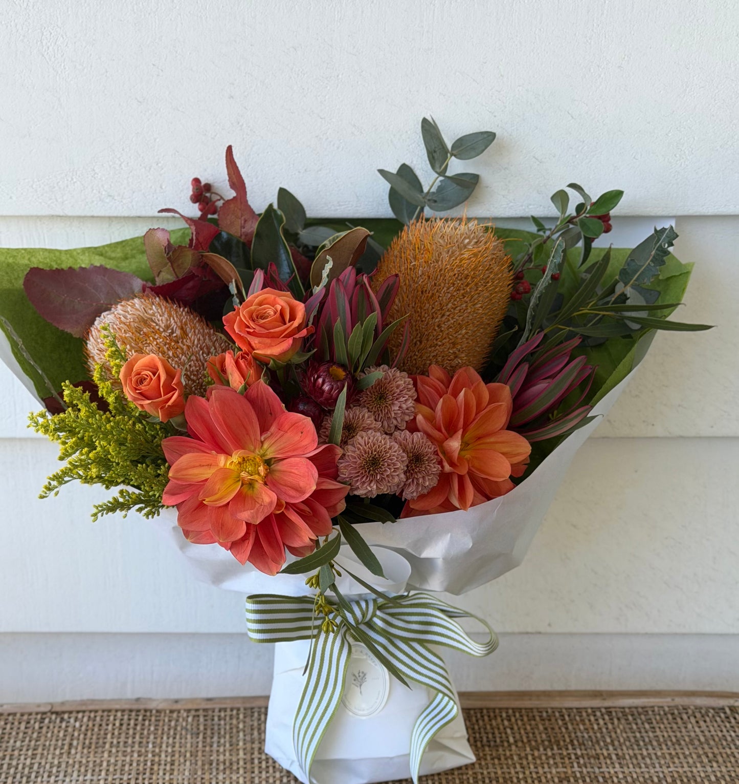 Mixed posy ; A mixed bouquet of locally grown flowers and foliage