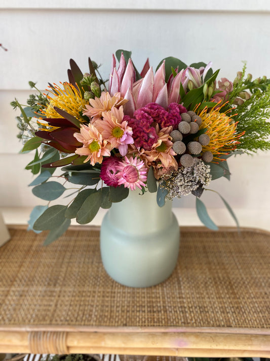 Green ceramic Vase Christmas flowers