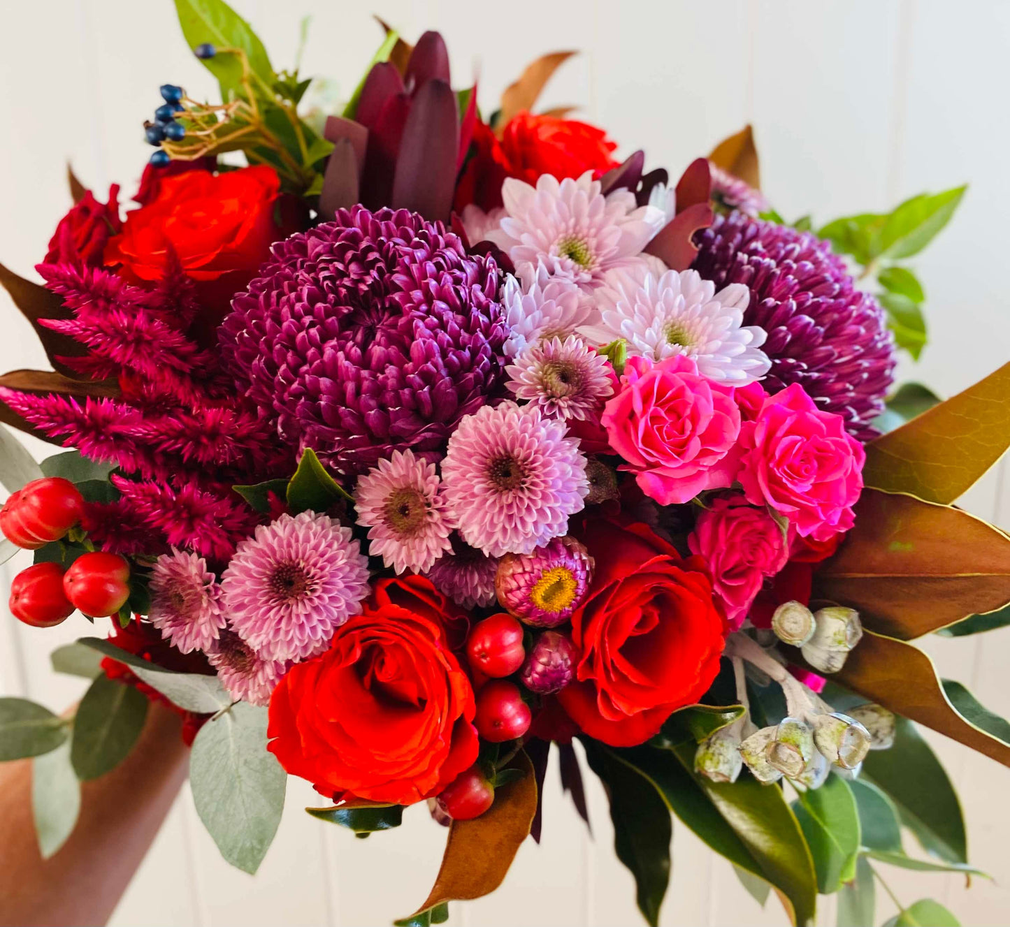 Valentine Special ; A large mixed bouquet of locally grown flowers and foliage