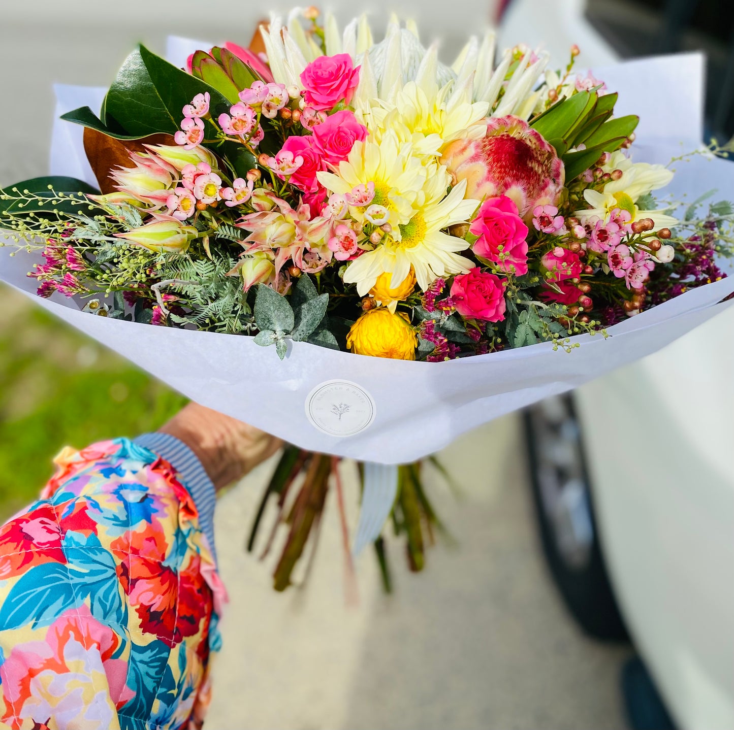 Large Mixed posy ; A mixed bouquet of locally grown flowers and foliage