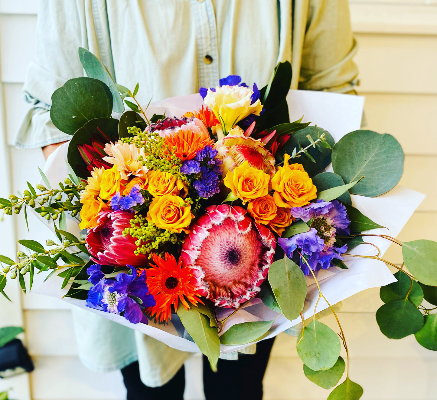 Large Mixed posy ; A mixed bouquet of locally grown flowers and foliage