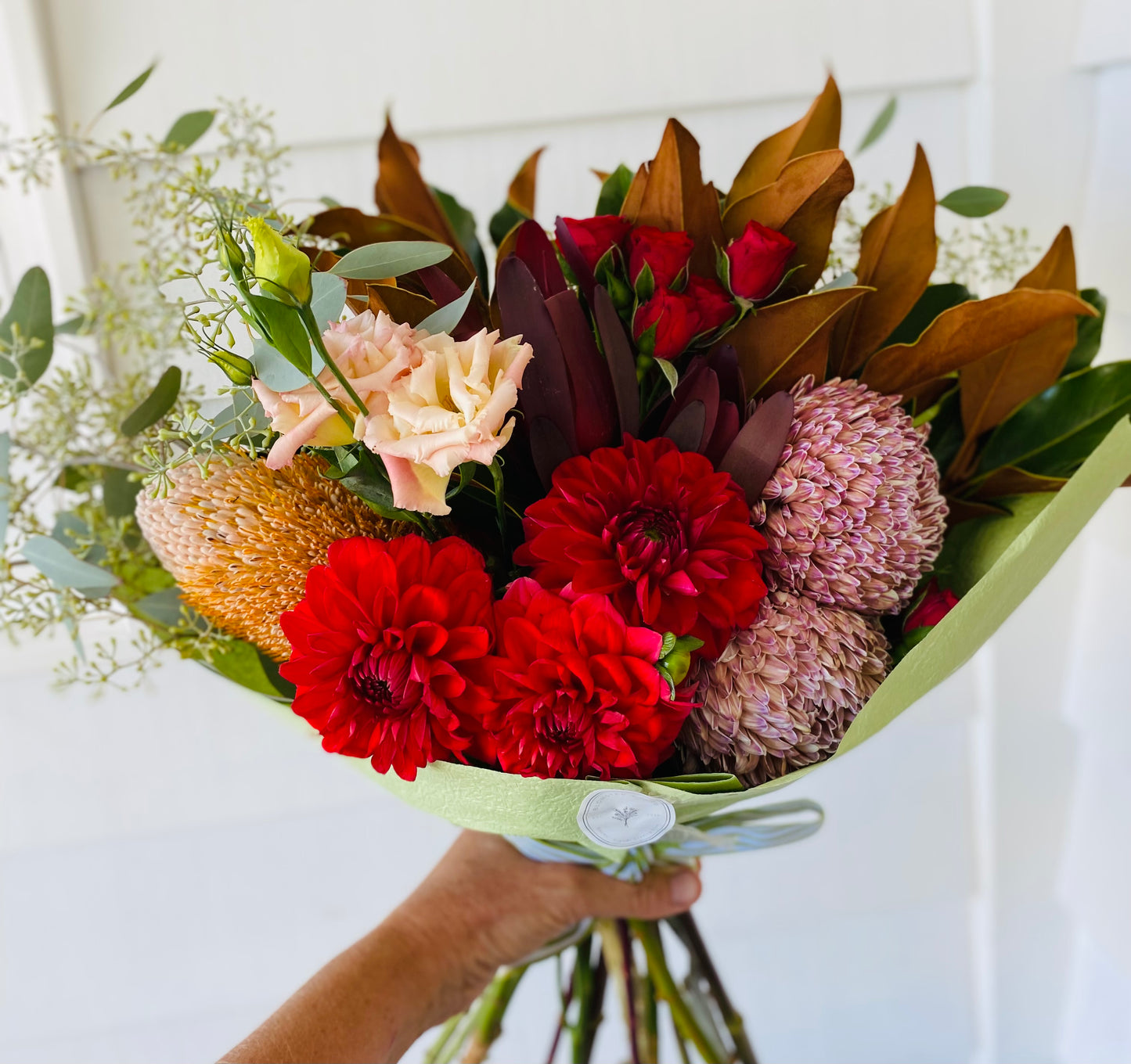 Valentine Special ; A large mixed bouquet of locally grown flowers and foliage